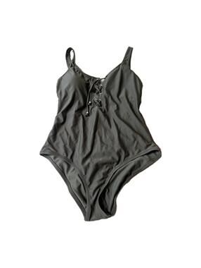 Green Massimo Women's Lace-Up One-Piece Swimsuit Size S